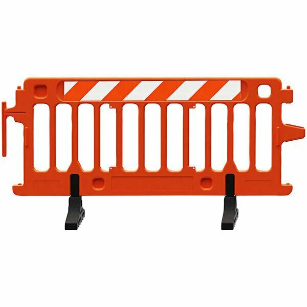 Plasticade 6' Orange Left Interlocking Parade barrier-High Intensity Engineer Stripped on One Side 4662004OEGR